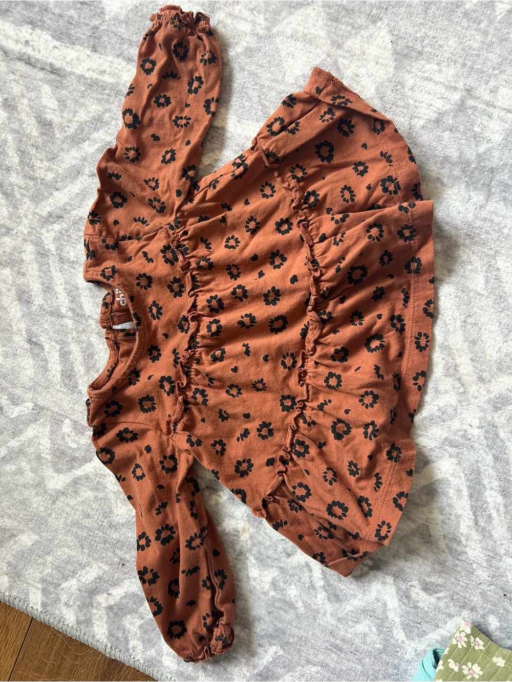 Carter's Rust Floral Ruffle Long-Sleeve Baby Dress